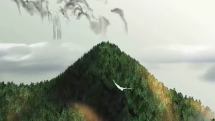 古典中国风水墨竹子毛笔太极山水风景画视频
