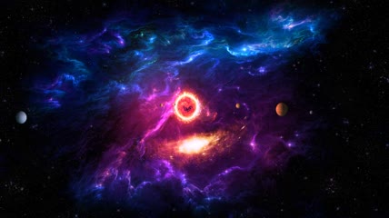 蓝色唯美星空月亮led背景素材