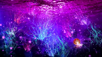 梦幻海底鱼群珊瑚梦幻背景视频