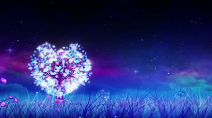 幸福浪漫缤纷心形花朵飘浮粒子背景素材