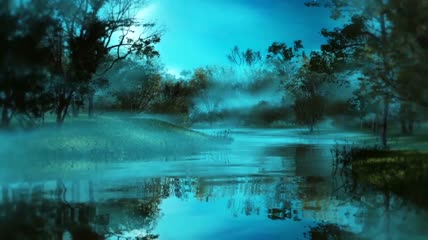 中秋节意境森林梦幻湖泊神话视频素材