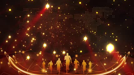 华丽金色星光粒子晚会演绎开场