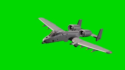 A-10雷电攻击机美国空军军事飞机绿屏抠像