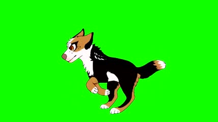 奔跑的狗狗卡通动画绿屏抠像