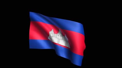 4K柬埔寨国旗3D动画