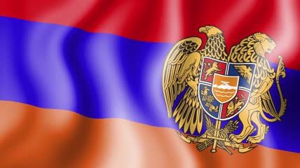 4K亚美尼亚国旗飘扬国帜