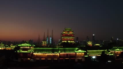航拍南昌滕王阁夜景