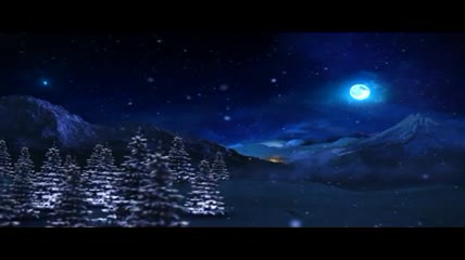 迷人月色下魔法光束装饰着美丽的圣诞树AE片头模板