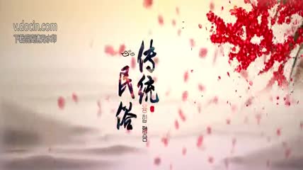花瓣飘落中国风水墨传统民俗文化片头AE模板