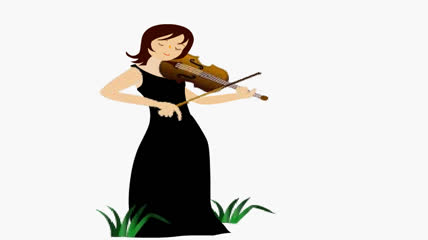 卡通人物拉小提琴动态视频素材
