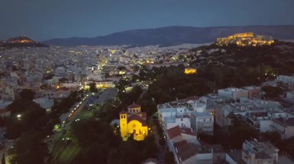 雅典夜景实拍素材