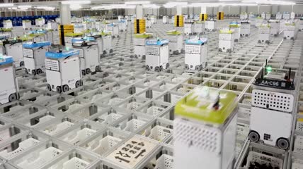 仓库自动化机器人包装食品杂货视频素材