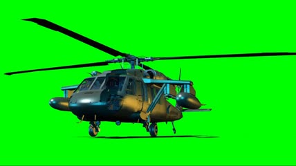 直升飞机60起飞降落绿屏素材