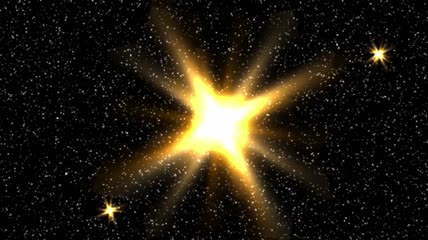 抽象的星星在夜空2D动画中发光