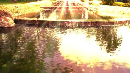 黄金之河唯美梦幻闪亮粒子光线舞台背景视频