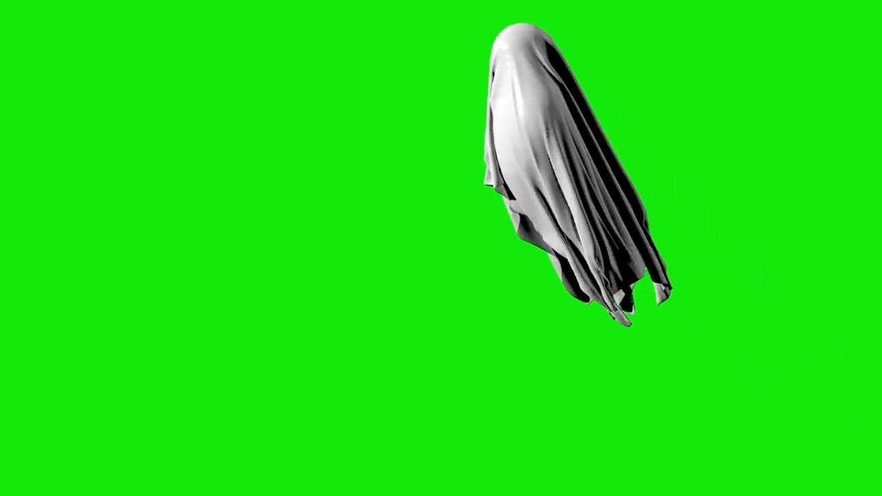 绿屏抠像飘浮的白色幽灵