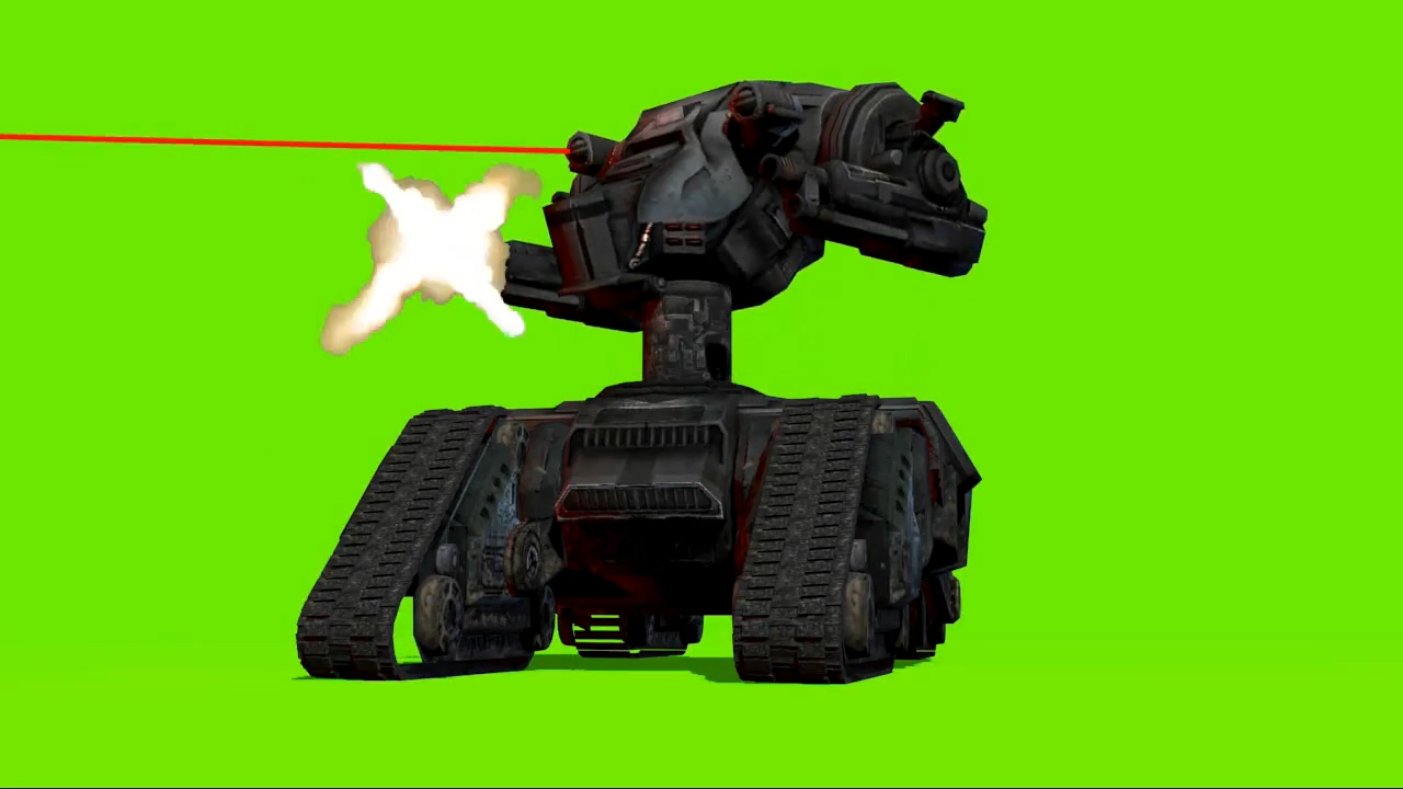 绿幕视频素材开火的机器人战车