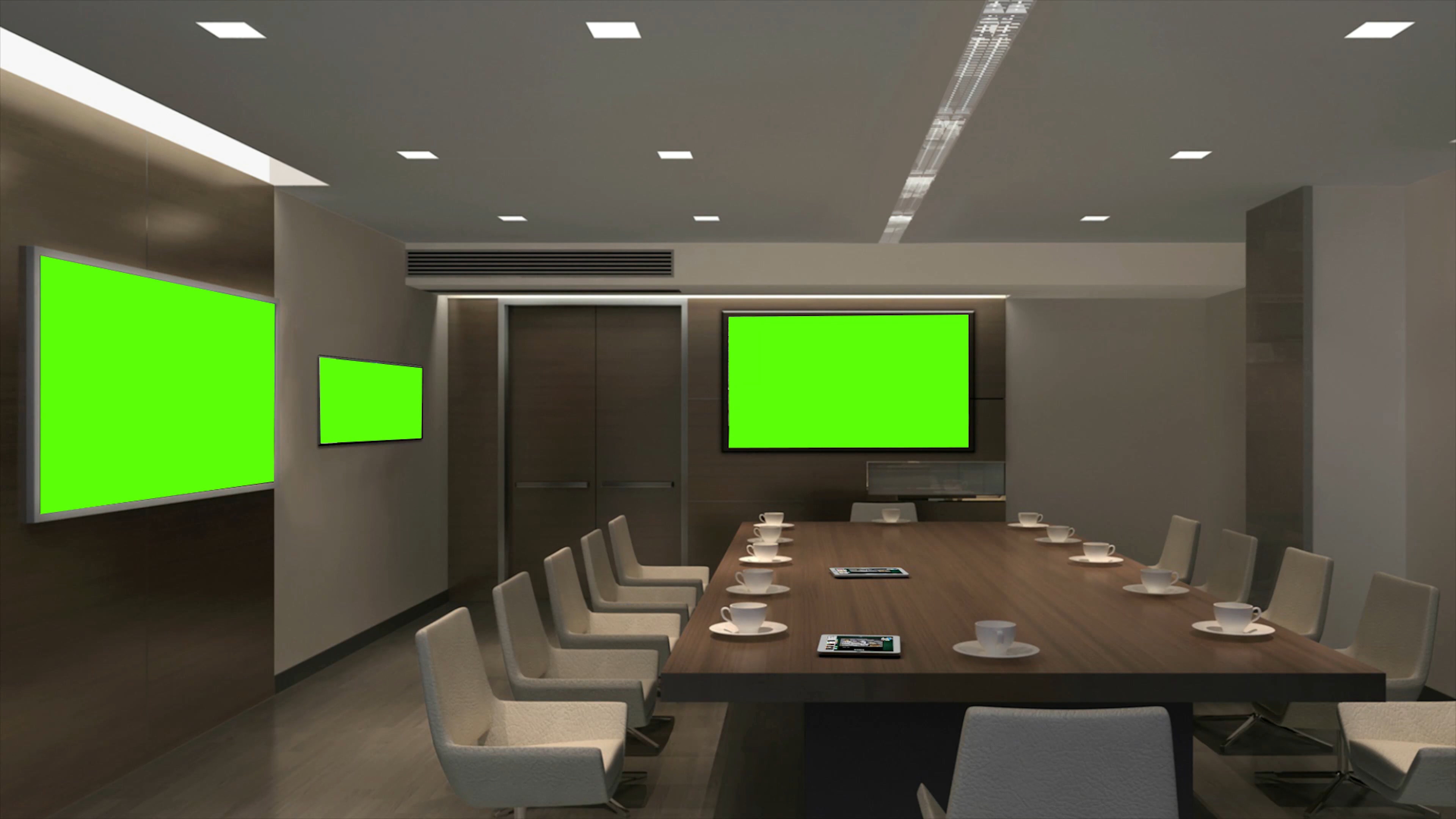 [4K]绿屏抠像会议室大屏幕