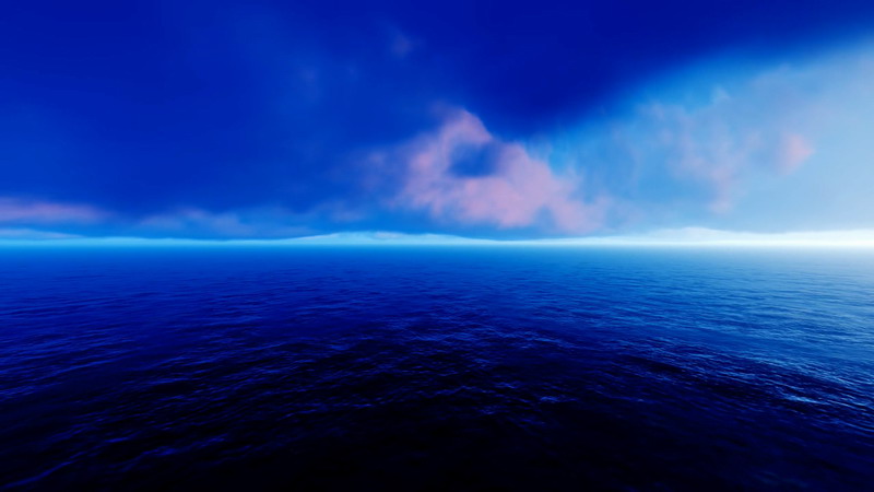 [2K]蓝色的云层和大海
