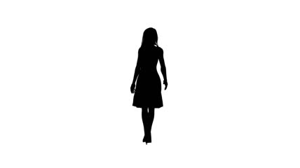 长发女人走动黑色人影素材
